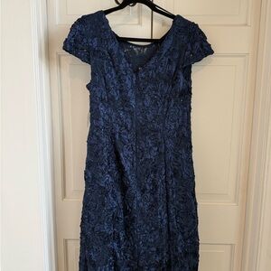 Alex Evenings Navy Floral Midi Dress